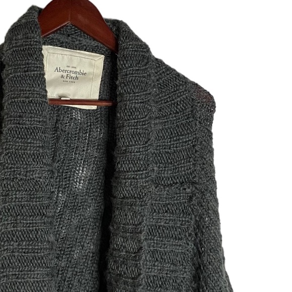 Abercrombie and Fitch Chunky Knit Waterfall Open Front Gray Dolman Cardigan M L - Picture 8 of 14